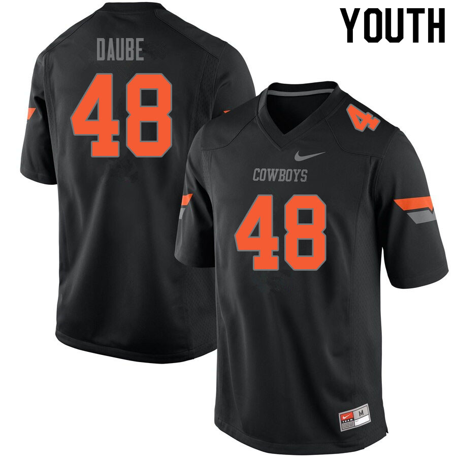 Youth #48 Joseph Daube Oklahoma State Cowboys College Football Jerseys Sale-Black - Click Image to Close